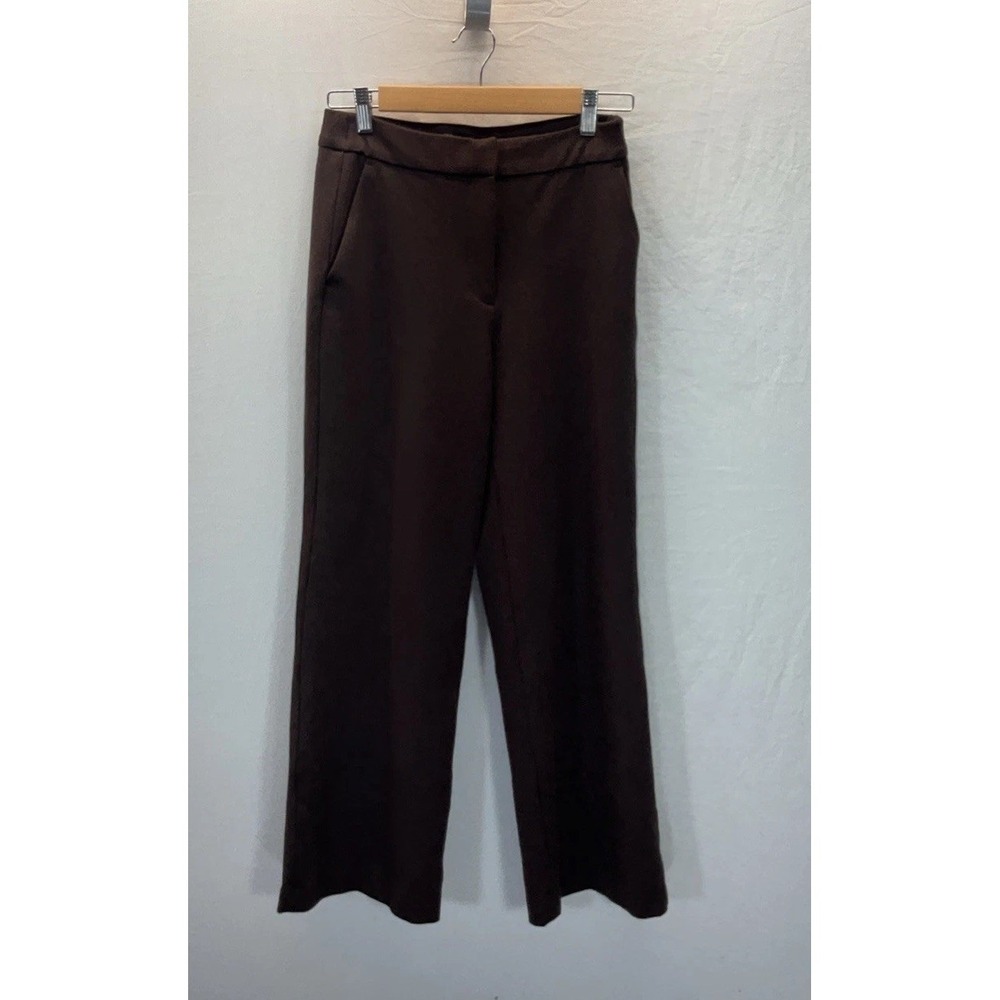 Quince Women Ultra-Stretch Ponte Wide Leg Pants Espresso Sz 6 Office Casual Work